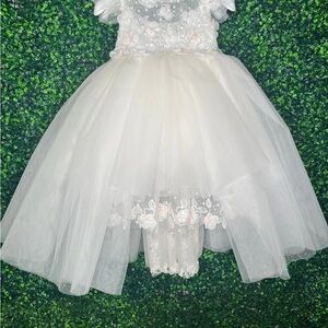 Elegant White Floral Kids Formal Dress